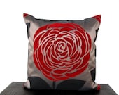 Red Rose Silky Satin Handmade Ecofriendly Pillow Cover 16'' x 16''