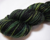 SALE - Superwash Merino Nylon Stellina Sparkly Fingering - Calypso Sock - Collard Greens