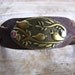 Brass love birds riveted on brown leather mystery braid cuff
