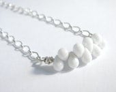 White Beaded Necklace, Modern, Mini Czech Glass Beads