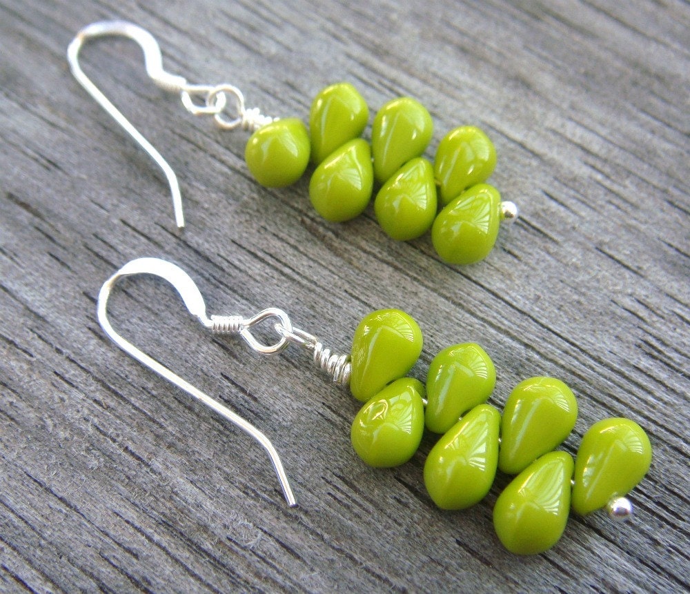 Chartreuse Green Earrings with Sterling Silver Ear Hooks, Fall Fashion
