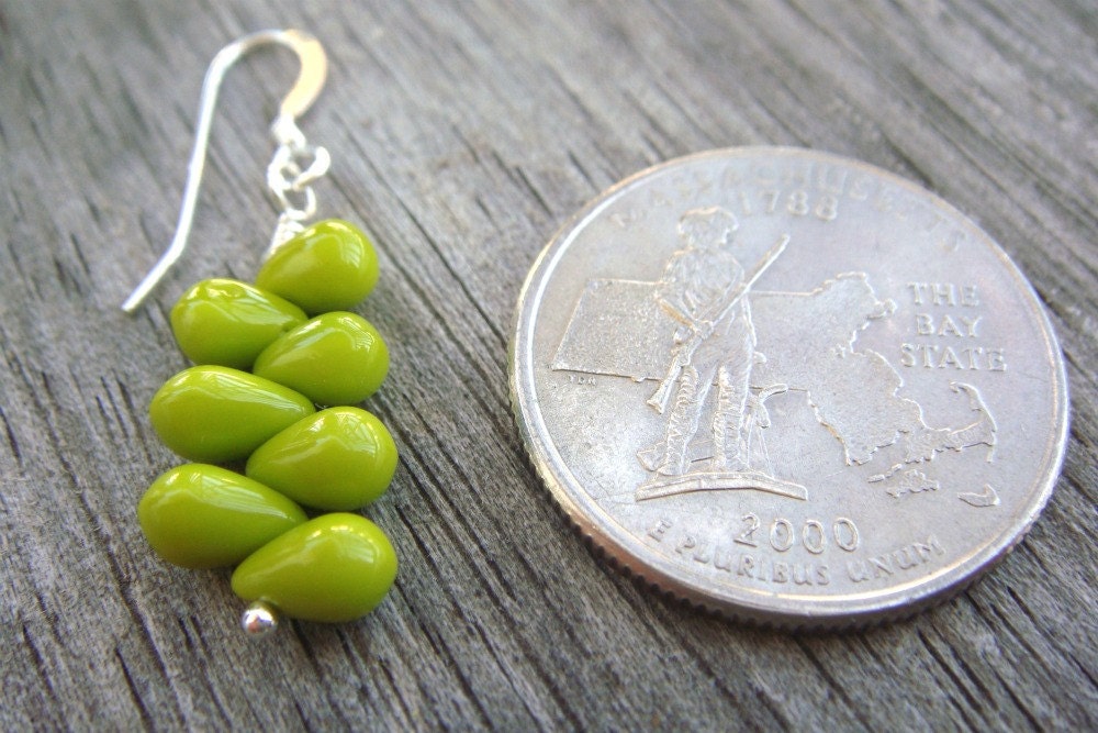 Chartreuse Green Earrings with Sterling Silver Ear Hooks, Fall Fashion