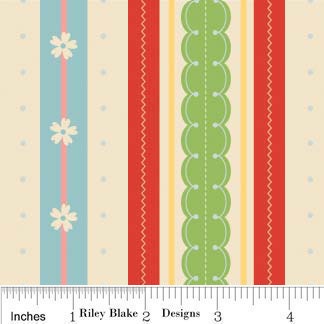ON SALE 1/2 yard Riley Blake Delighted Cream Stripe