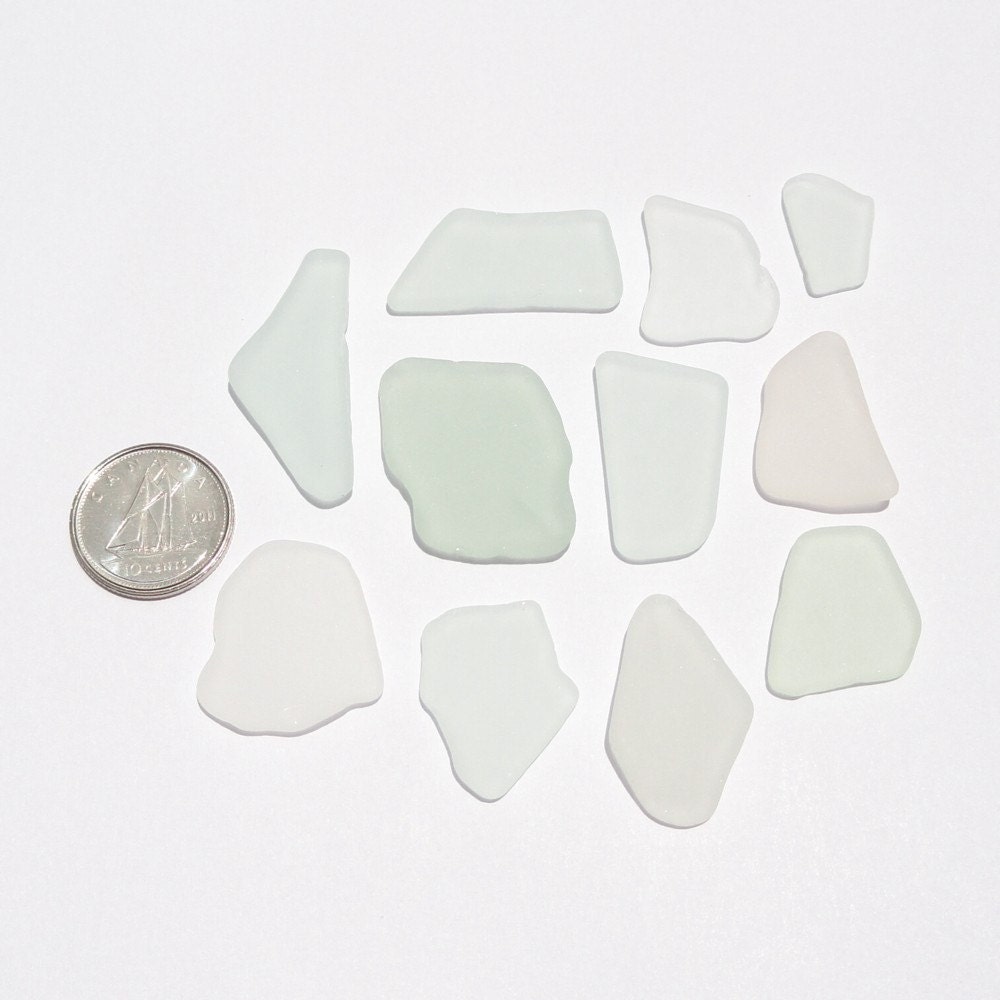 Genuine Found Sea Glass Frosted White Thin Surf Tumbled for Jewelry Making