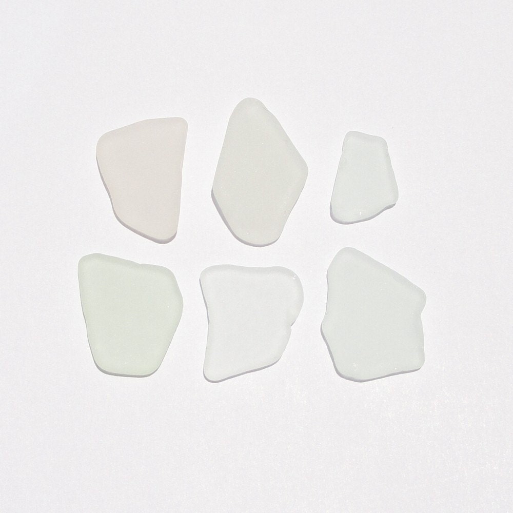 Genuine Found Sea Glass Frosted White Thin Surf Tumbled for Jewelry Making