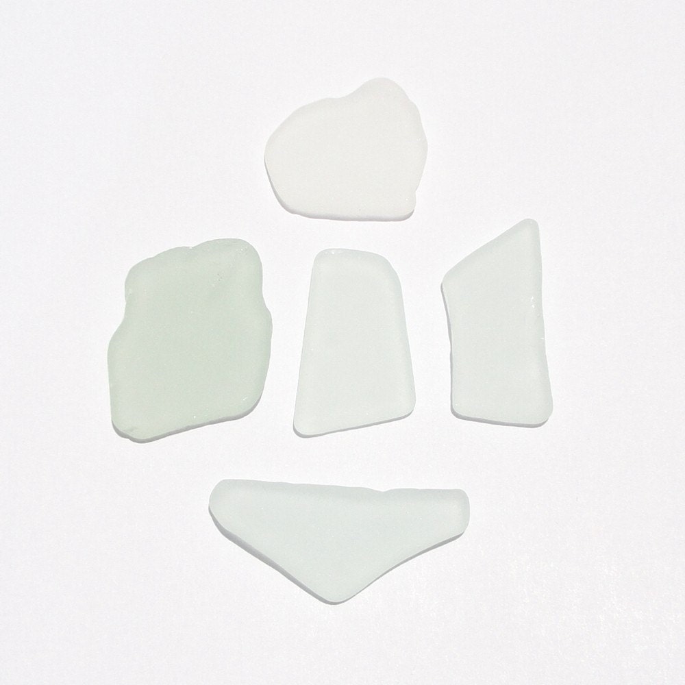 Genuine Found Sea Glass Frosted White Thin Surf Tumbled for Jewelry Making