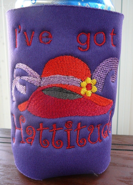 Red Hat Society Bottle Cozy - I've Got Hattitude