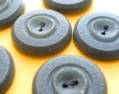 6 Vintage Buttons Dark Green Cottage Chic Old Plastic Catalin Bakelite Buttons