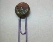 PAPERCLIP - 1 Giant Translucent Paperclip with Picasso Czech Textured Glass Bead