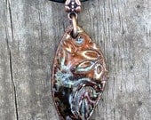 Coyote Collection Leaf Shape Pendant Necklace - Kiln-Fired Stoneware Clay