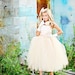 Flower Girl Dress w Tutu--Girls Formal Wear-Peach Ivory Cream-Perfect for Weddings or Portraits-----Afternoon Tea