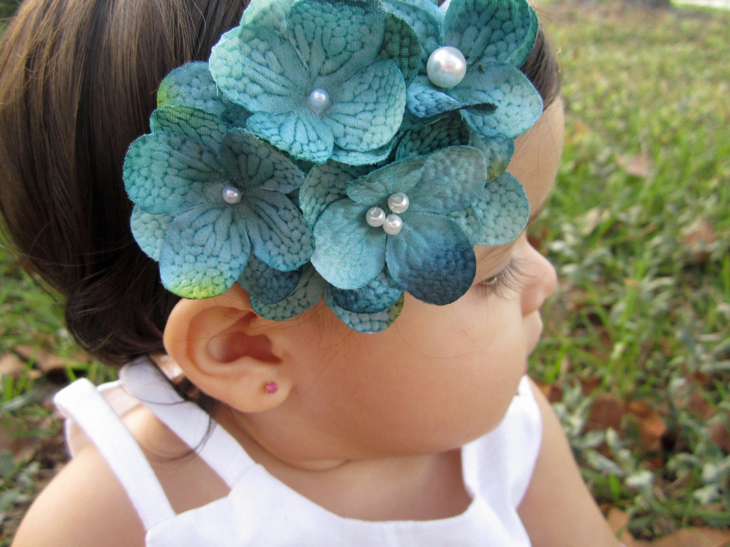 Teal Hydrangea Headband
