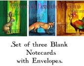 Animal Notecards set of three