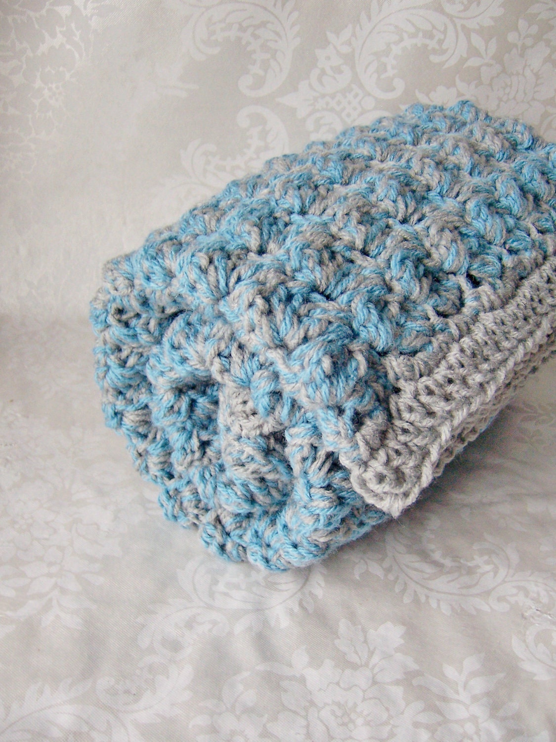 Crochet Baby Bubble Blanket Blue and Grey by lukesmom6 on Etsy