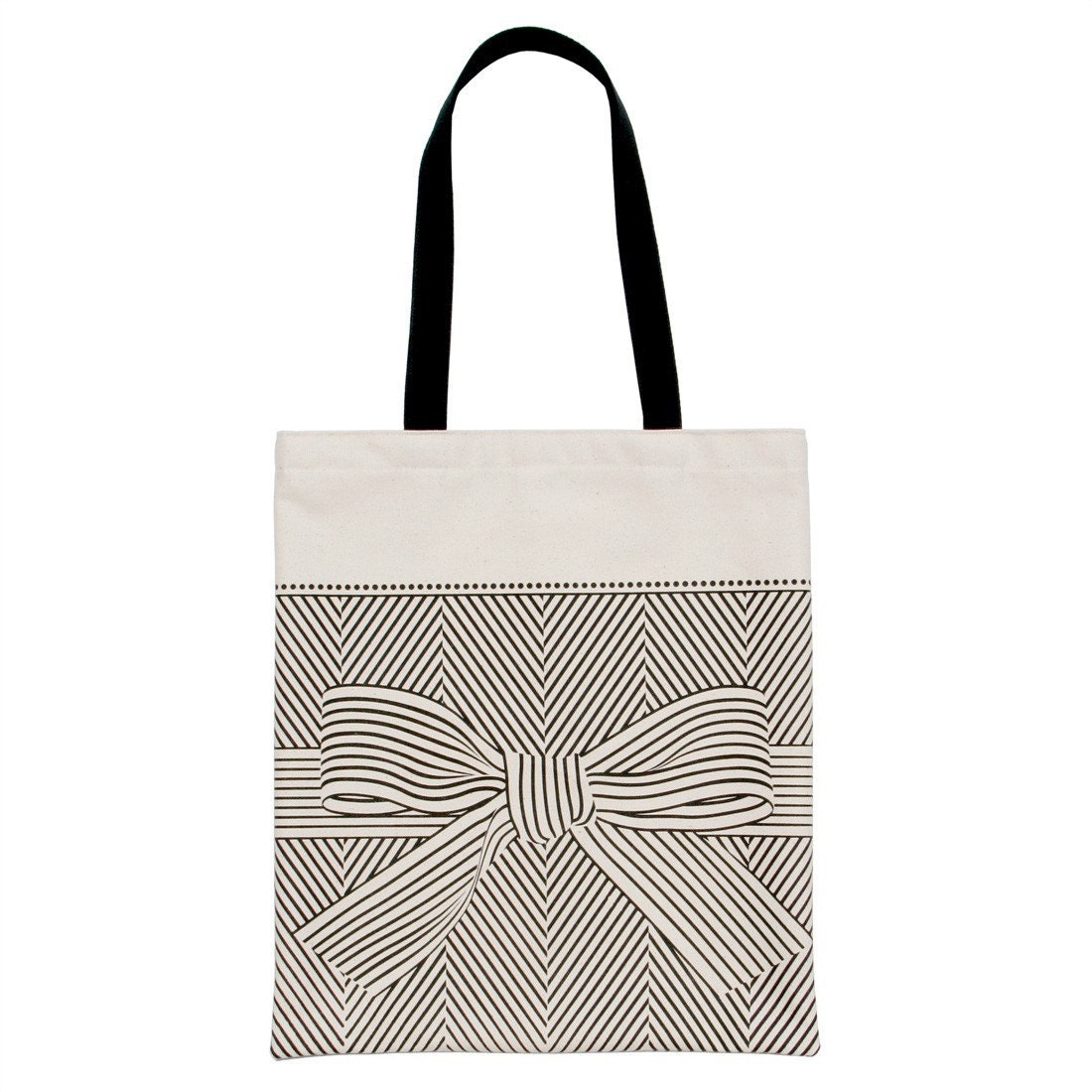 big bow canvas tote bag