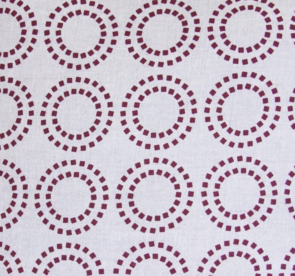 optical circles linen pilow cover red