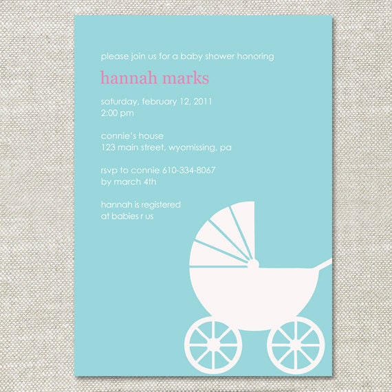 Custom Baby Shower Invitation (Digital or Printed) - "Simple Modern Baby Carriage"