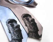 Easter Island SILK Necktie - Screen Printed Microfiber Tie