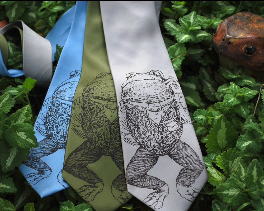 Pretentious Frog SILK Necktie - Screen Printed SILK Tie