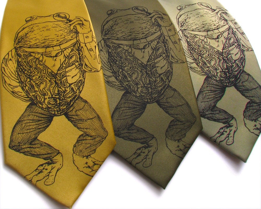 Mens Gift - Pretentious Frog Mens Necktie - Screen Printed Microfiber Tie