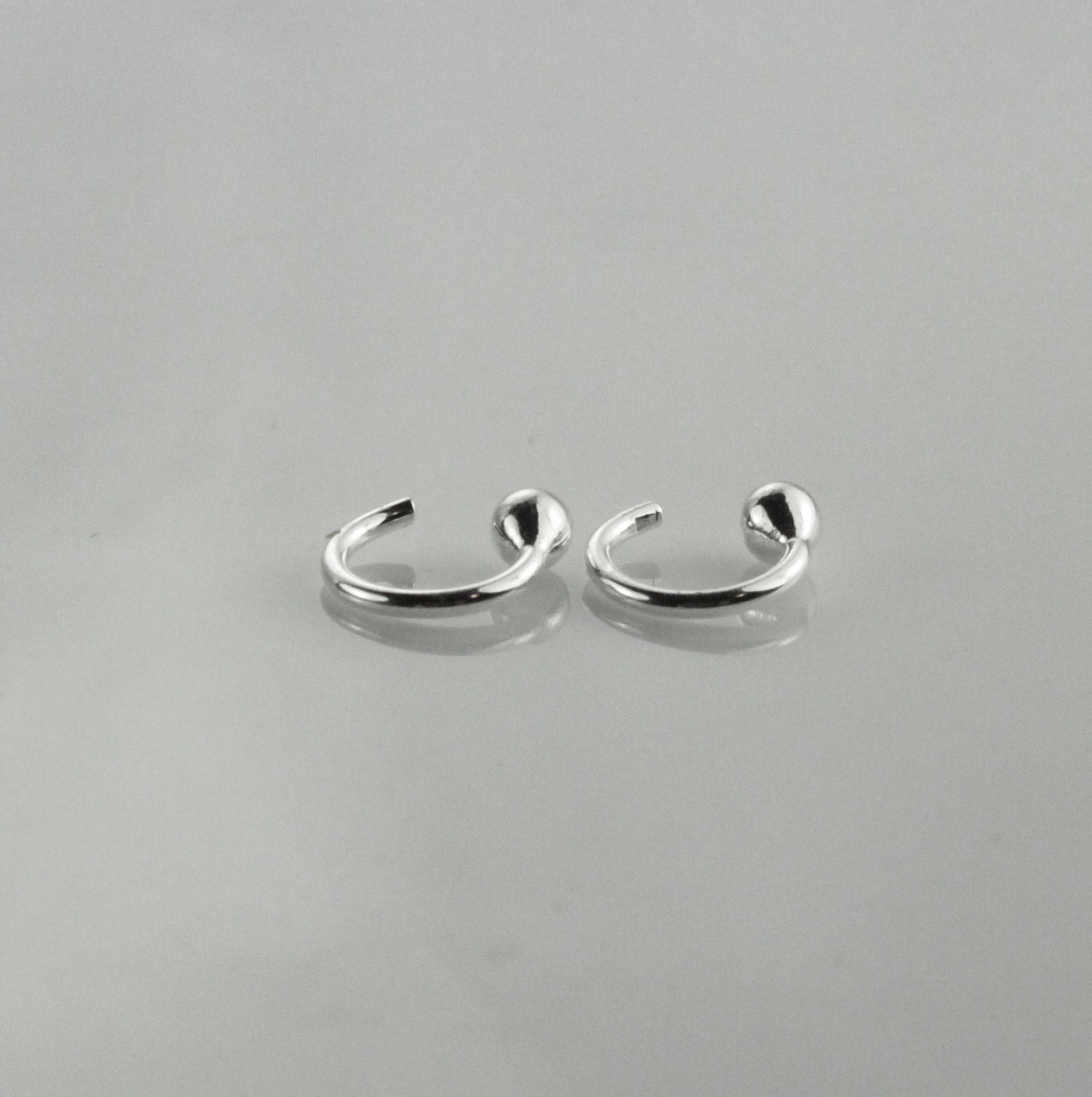 Really teeny tiny Silver hoop earrings Catchless seamless balled hoop earrings Tiny Silver hoop earrings Sleeper earrings Guys Mens tragus