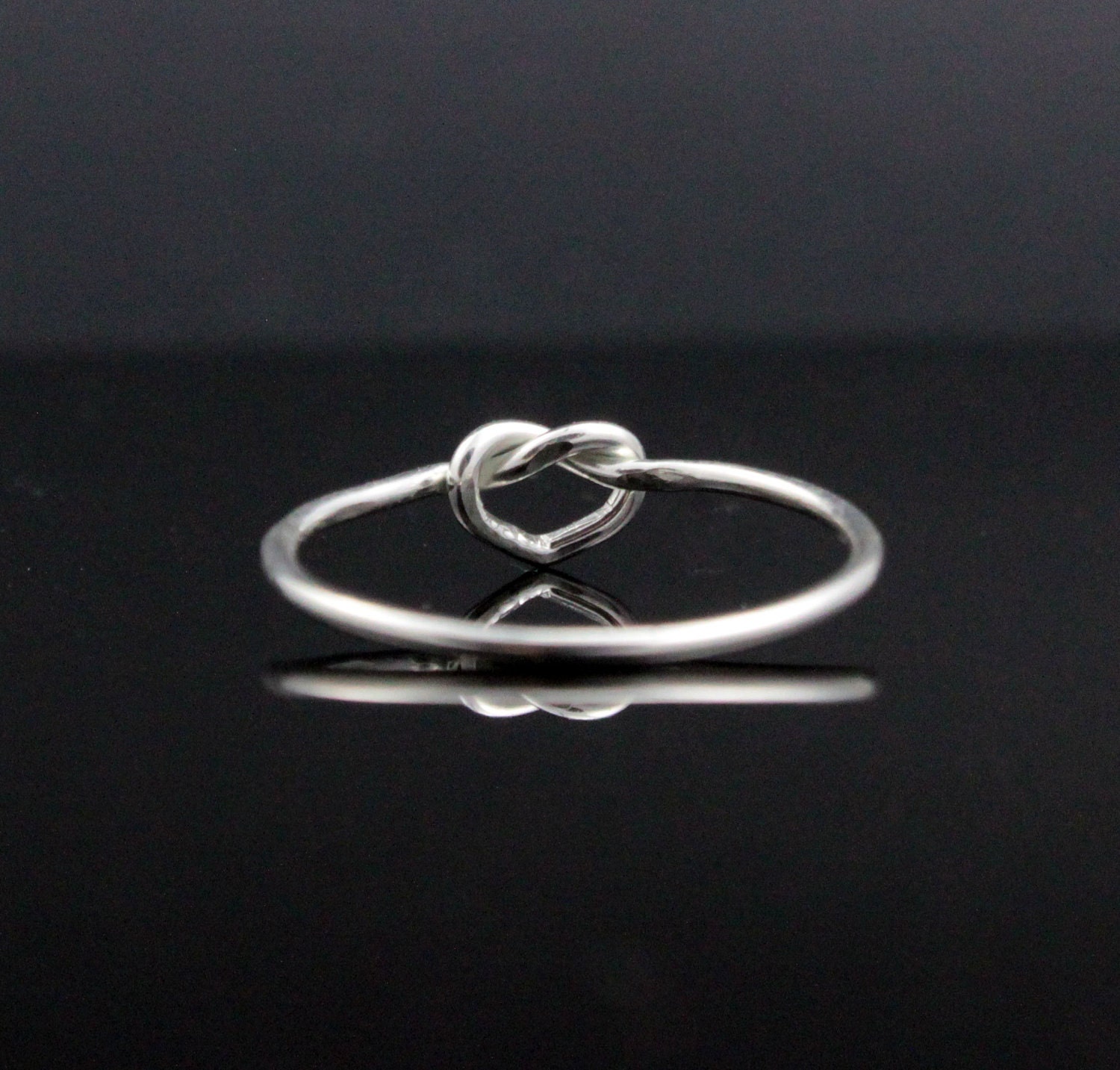 Sterling Silver heart ring. Love knot ring infinity ring. Unique promise ring, committment ring, Purity ring midi ring