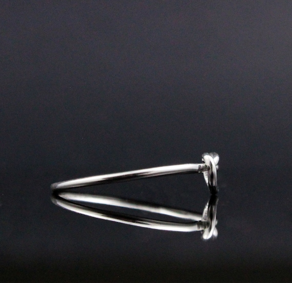 Sterling Silver heart ring. Love knot ring infinity ring. Unique promise ring, committment ring, Purity ring midi ring