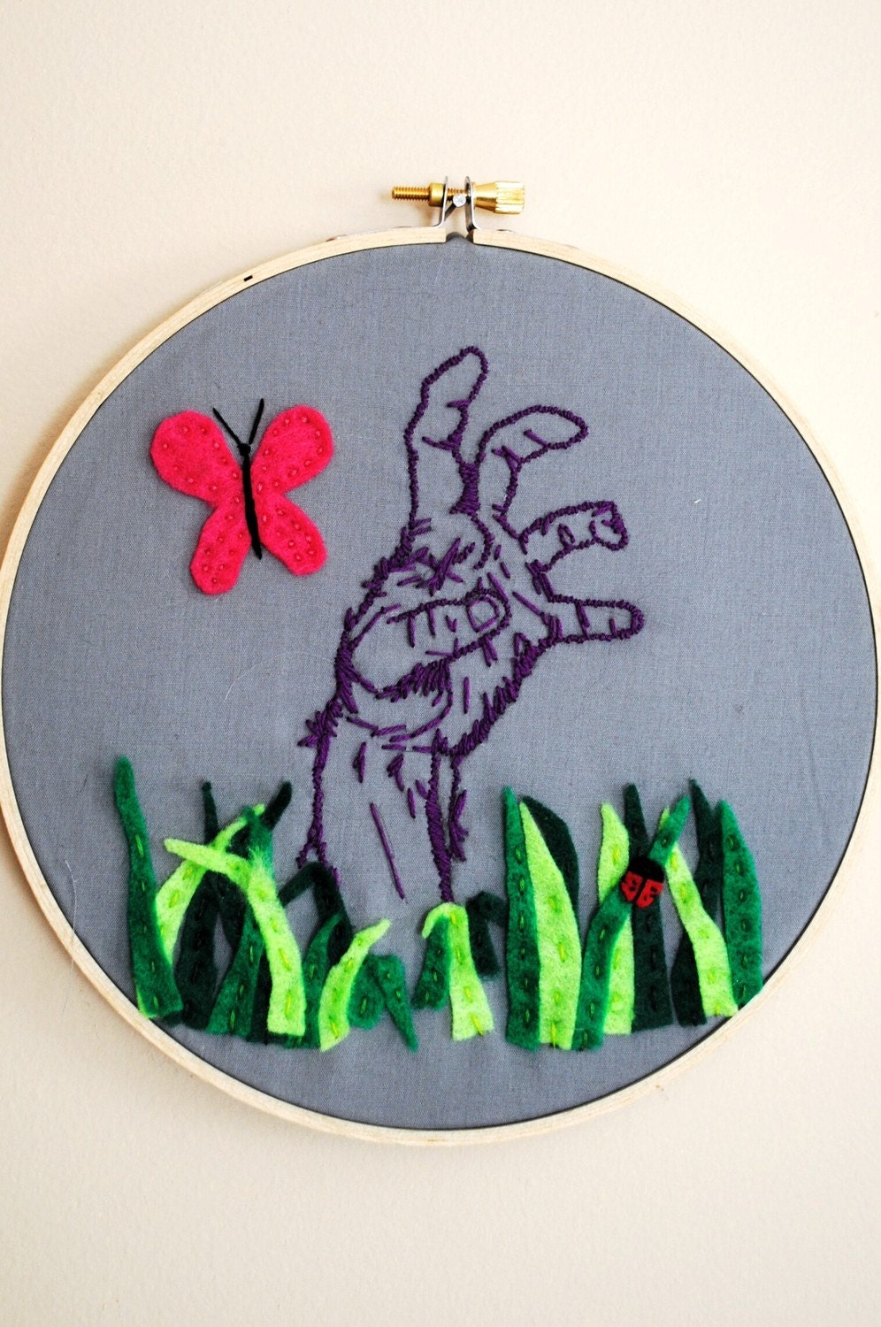 Everything's Coming Up... Zombie. Springtime Hand Embroidery