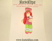 Strawberry Shortcake Inspired Ribbon Sculpture Hair Clip ...Hair Accessory ...Hairbow