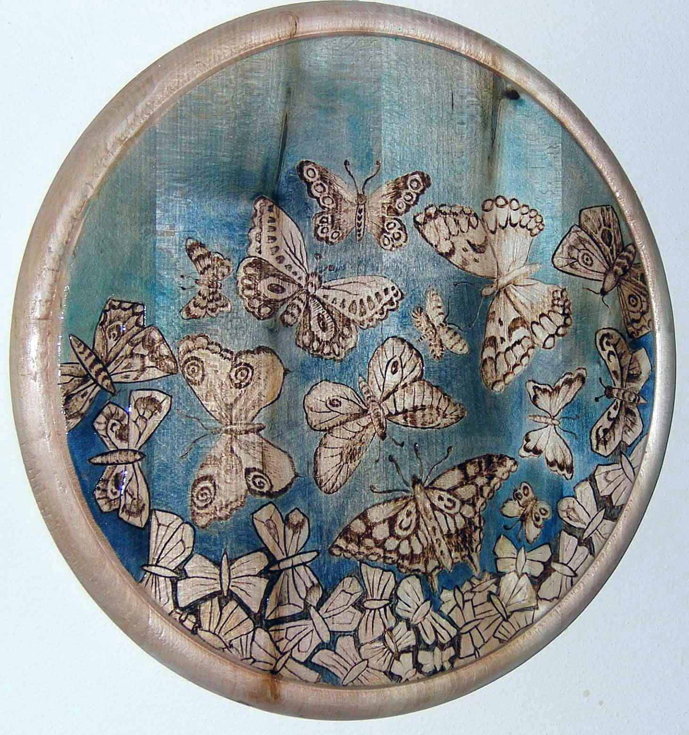 Butterflies wall hanging wood pyrography art .