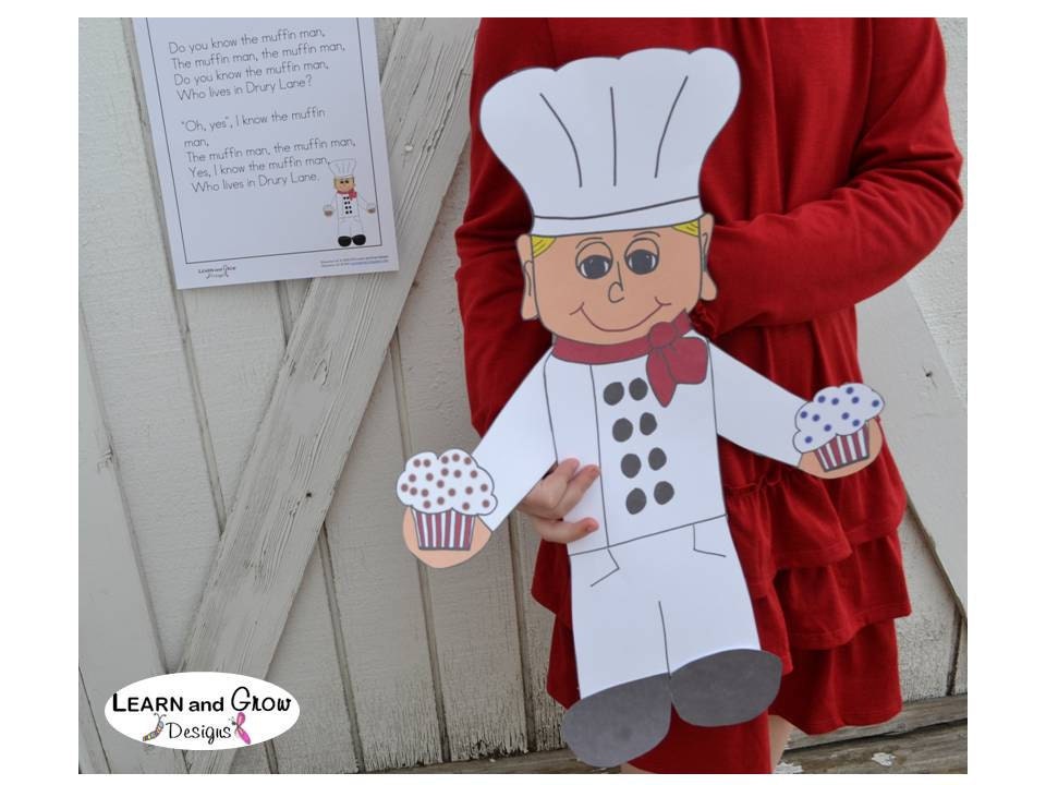 The Muffin Man Puppet Art Project and Nursery Rhyme Poster