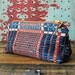 Antique Vintage Woven Coverlet Zip Purse w/ Distressed Rope Pull