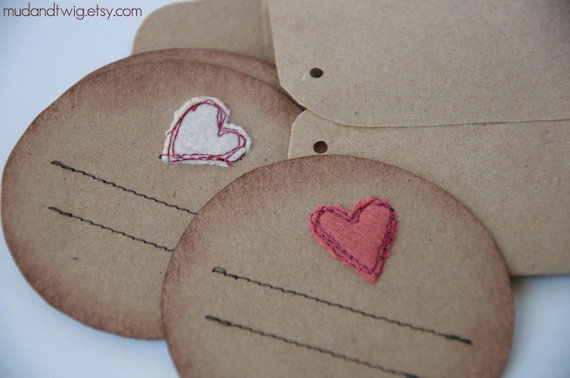Mason jar gift labels - hearts - 6pc - regular or wide-mouth