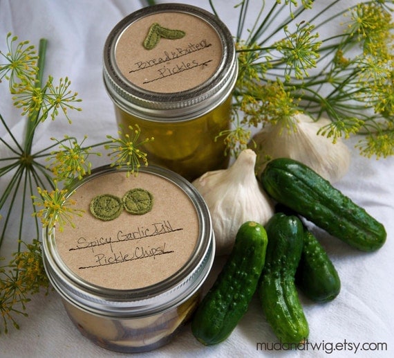 Mason jar canning labels - pickles - 12pc - regular or wide mouth