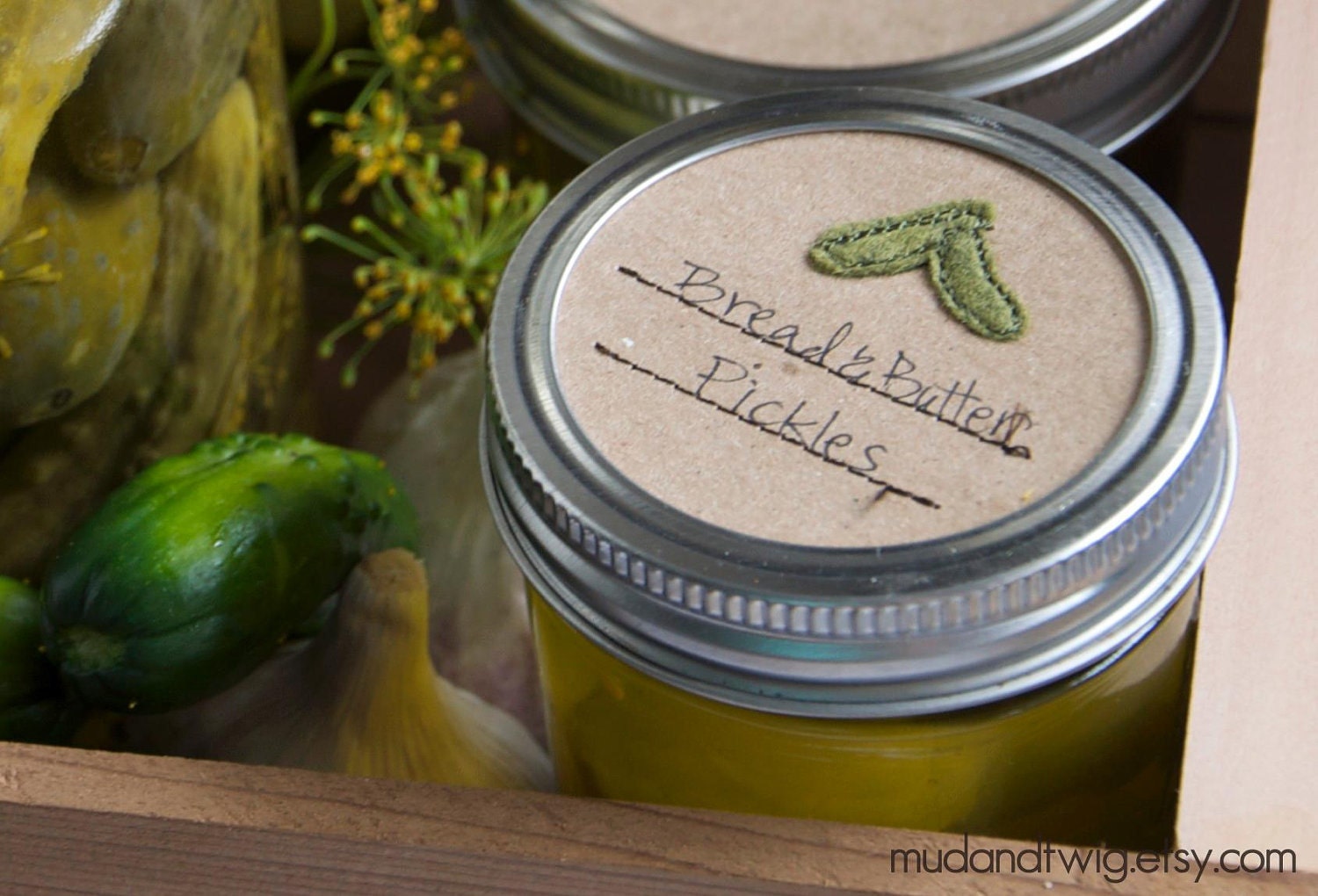 Mason jar canning labels - pickles - 12pc - regular or wide mouth