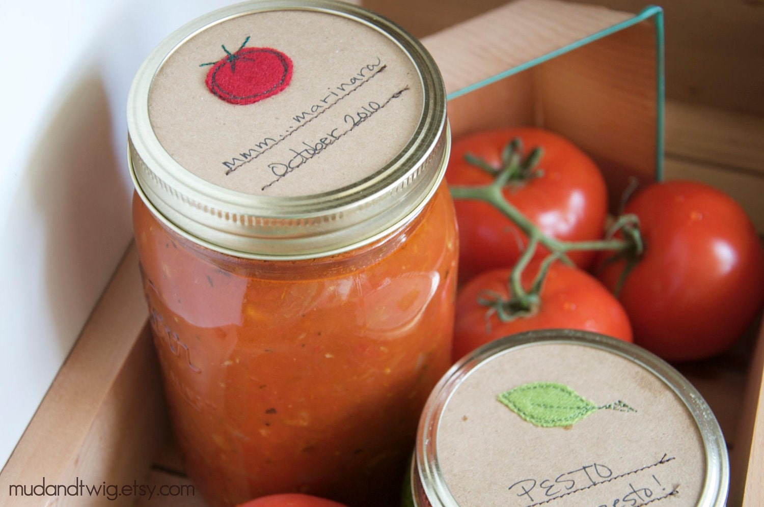Mason jar gift labels - tomato - 12pc - regular or wide-mouth