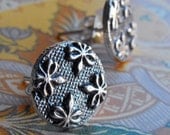 Handmade sterling silver studs earrings with four fleur de lis