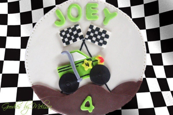 Fondant monster truck cake topper (EDIBLE)