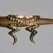 HOLD for HIRO Brass earrings Abstract 1980's. Gold long squiggly shape Avant Garde Bohemian. Unworn Vintage.
