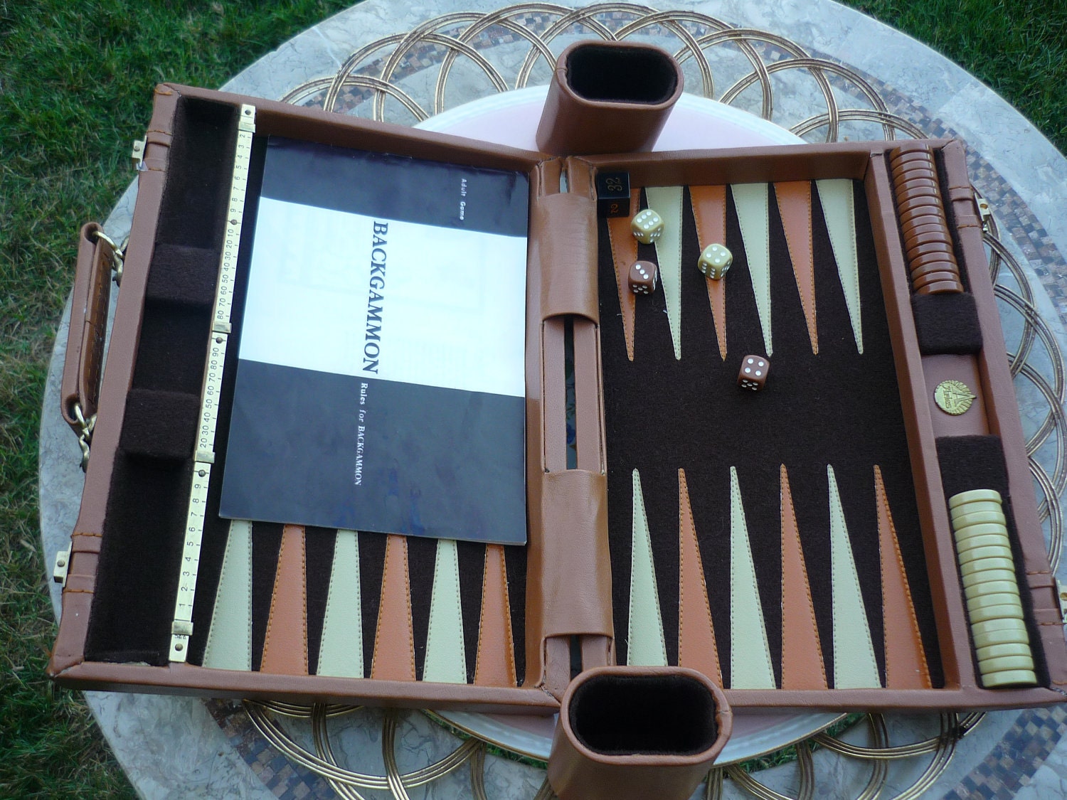 Vintage Aries Backgammon Youth or Adult Board Game with Original Instruction Booklet