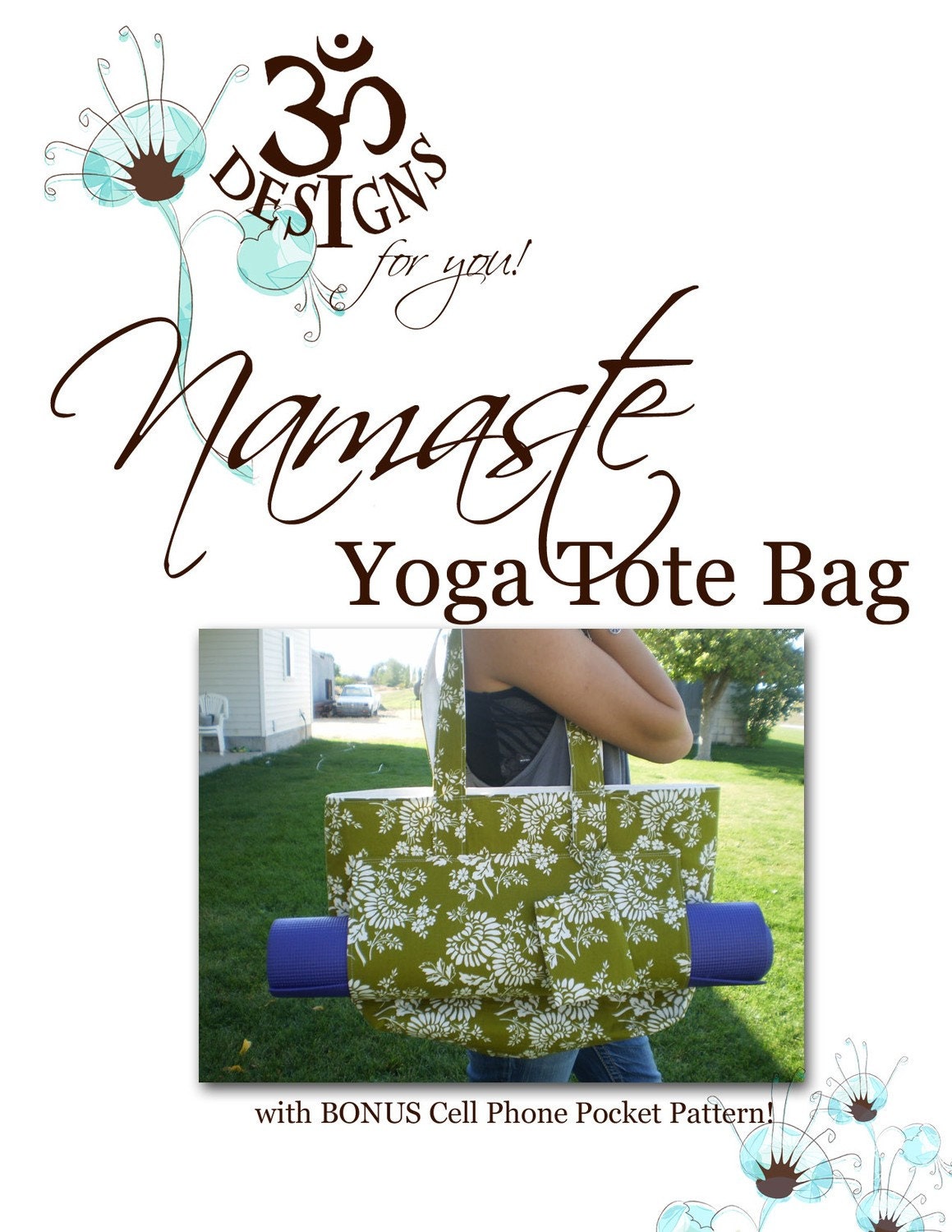 SALE Namaste Yoga Tote Bag Pattern by shacone on Etsy