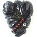 BAKELITE Dress Clip Pin Ruby Rhinestone Floral Thick Carved Black 1930's