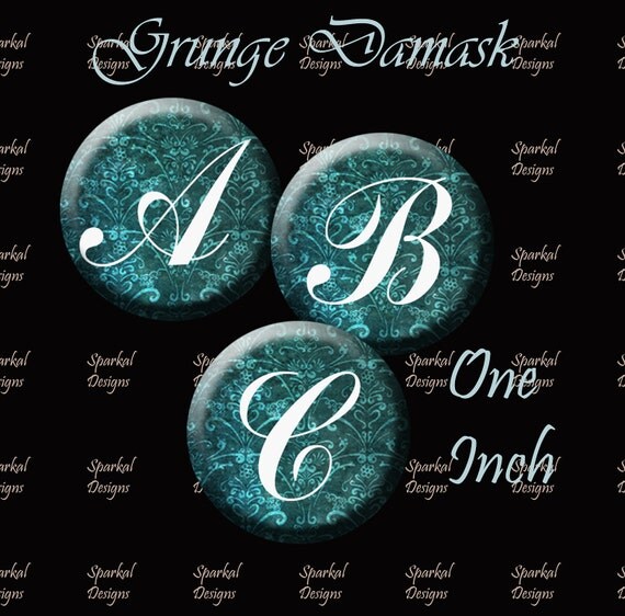 Digital Collage Sheet Digital Monogram Alphabet Green Circle Images Scrapbooking , Wine Charms, bottlecap images Il_570xn