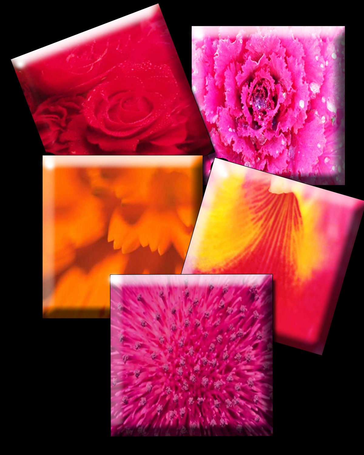 Digital Collage Sheet Valentine Floral Images .75 x .83 Scrabble Tile or 1 inch use for Scrabble Tiles, Scrapbooking no. 145 Il_570xn