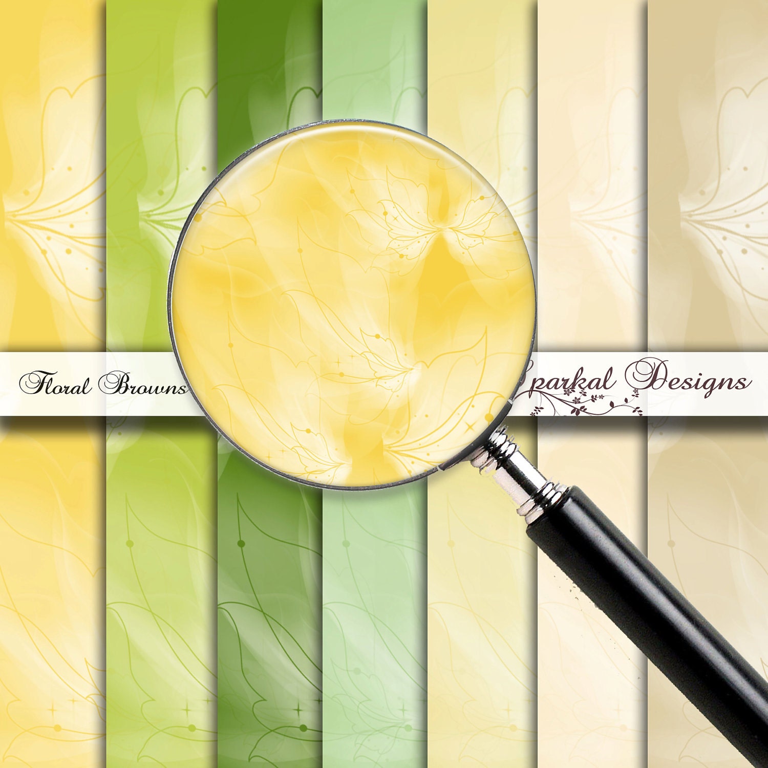 Yellow floral DIGITAL PAPER with Swirls and Soft Hi Res texture Instant Download Il_570xn