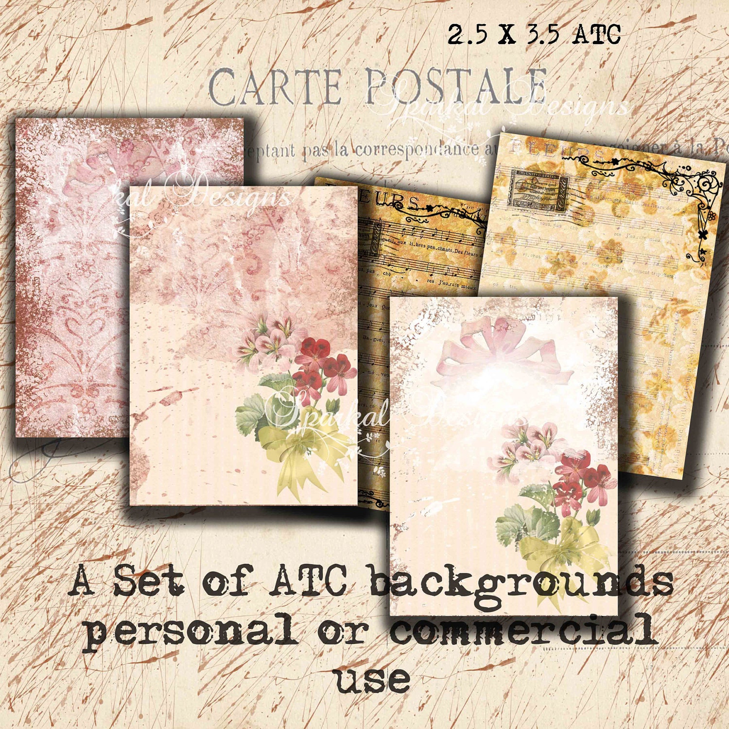 Digital Backgrounds Vintage Digital ATC Tags Printable Digital Collage Sheet Digital Scrapbooking L2012 Il_570xn