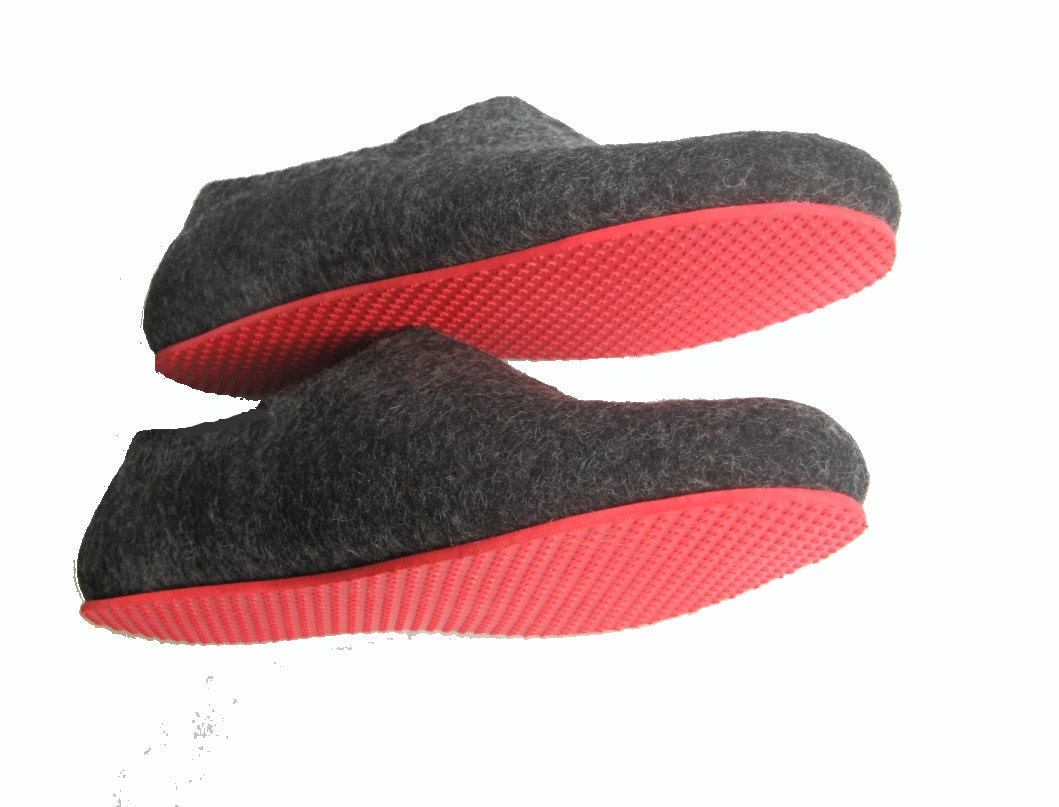 RED Color Sole for Felted Slippers and Boots from my shop. Outdoor Indoor Non Slip Flexible Waterproof. Unisex, Womens and Mens
