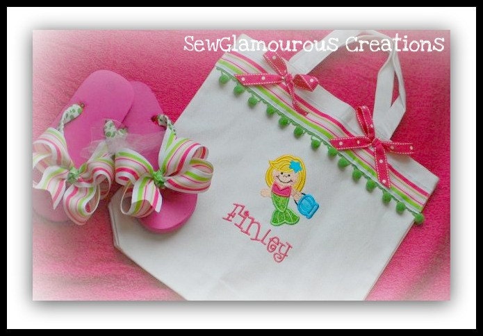 Personalized Mermaid Beach Tote Bag