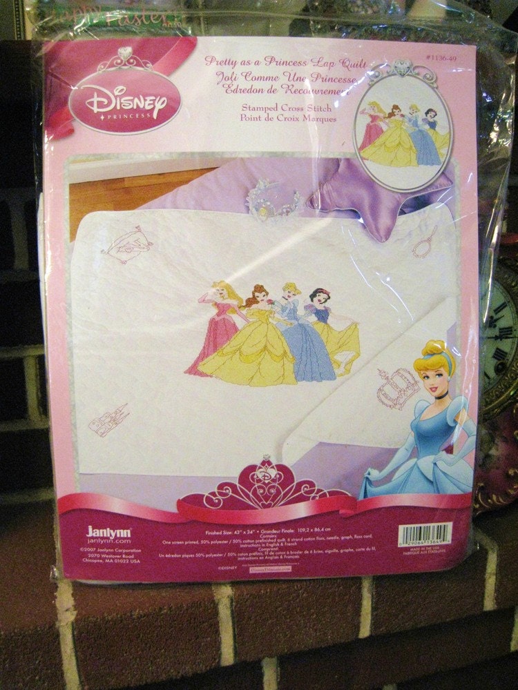 Disney Princesses Stamped Cross Stitch Kit Lap by ReCraftDesign