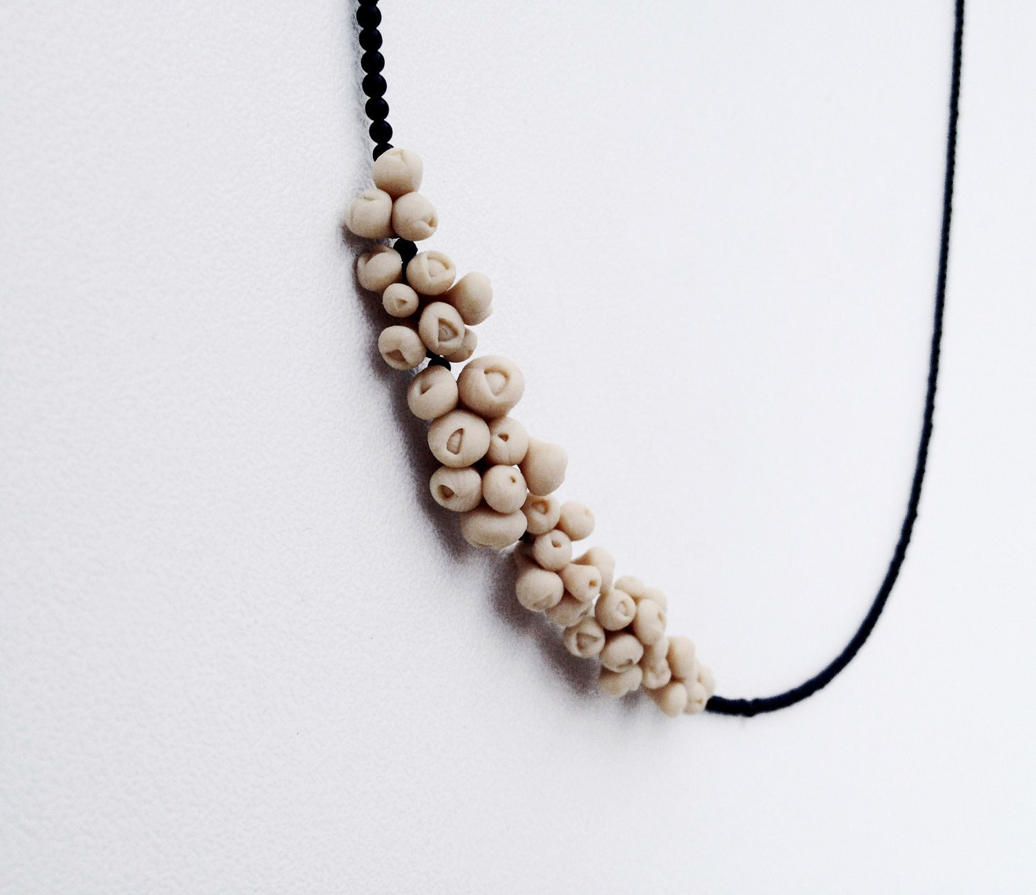 modern elegant minimal  necklace - organic form flower jewellry -  nO. 174 'sea anemones between tiny onyx'